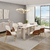 Conjunto Sala de Jantar Mesa Leila 1,80mx1,00m Off White c/6 Cadeira Moscou Boucle Terracota