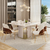 Conjunto Mesa de Jantar 136cm Mayara Off White c/6 Cadeiras Moscou Boucle Terracota