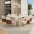 Conjunto Mesa de Jantar 136cm Mayara Off White c/8 Cadeiras Moscou Boucle Terracota
