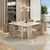 Conjunto Mesa de Jantar 136cm Mayara Off White c/8 Cadeiras Moscou Linho Bege Espresso Móveis