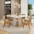 Conjunto Mesa de Jantar 136cm Mayara Off White c/6 Cadeiras Tabata Linho Bege