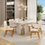 Conjunto Mesa de Jantar 136cm Mayara Off White c/6 Cadeiras Tabata Linho Neve