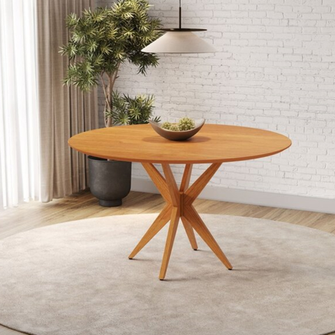 Mesa Maddie em Madeira Maciça Tampo Redondo