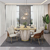 Conjunto Sala de Jantar Mesa Orgânica 136cm Caroline Off White/Dourado c/6 Cadeira Moscou Boucle Terracota