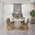 Conjunto Sala de Jantar Mesa Redonda 135cm Caroline Off White c/6 Cadeira Tabata Linho Bege