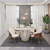 Conjunto Sala de Jantar Mesa Redonda 135cm Caroline Off White c/6 Cadeira Moscou Boucle Terracota