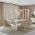 Conjunto Sala de Jantar Mesa Sarah 180cm Tampo de Vidro Off White c/6 Cadeiras Moscou Linho Bege