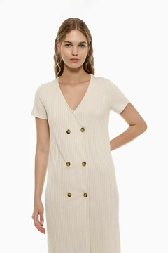 Vestido transpassado com aberturas - Closet Maria Netto