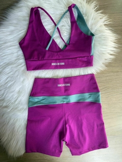 conjunto bi color, com leve brilho - Bellona moda fitness 