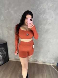 Conjunto manga longa no canelado 3D - Bellona moda fitness 