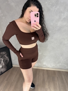 Conjunto manga longa no canelado 3D - comprar online