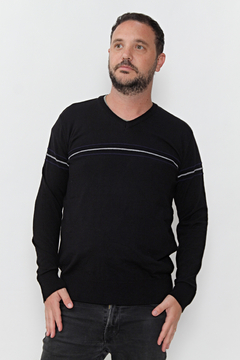 PULLOVER ESCOTE V MANGA LARGA 3 RAYAS CANESU HOMBRE 4921 - tienda online