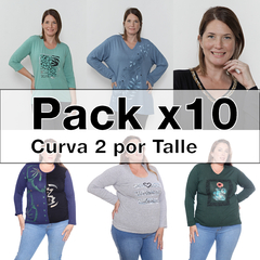 Pack x 10 remeras en curva MODAL talle grande - comprar online