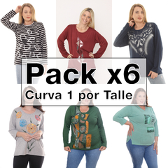 Pack x 6 remeras en curva MODAL talle comun - comprar online