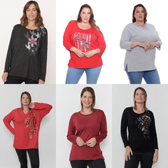Pack x 6 remeras en curva MODAL talle comun - tienda online