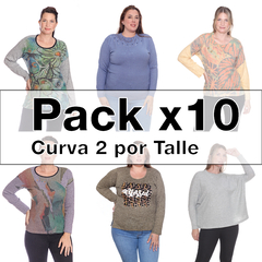 Pack x 10 remeras en curva LANILLA talle grande - comprar online