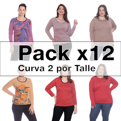 Pack x 12 remeras en curva LANILLA talle comun - comprar online