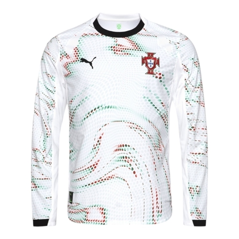 Camisa Seleção Portugal II 25/26 manga longa - Torcedor Puma Masculina - Branca com detalhes em verde e vermelho