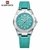 Relógio feminino NAVIFORCE verde pulseira couro resistente a água ocasião festas lazer sol praia noite atividade ao ar livre