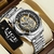 LIGE-Relógio Quartz Esqueleto para Homens, Relógio De Pulso De Ouro, Relógio Retro, Marca Top, Relógios De Luxo, Novo
