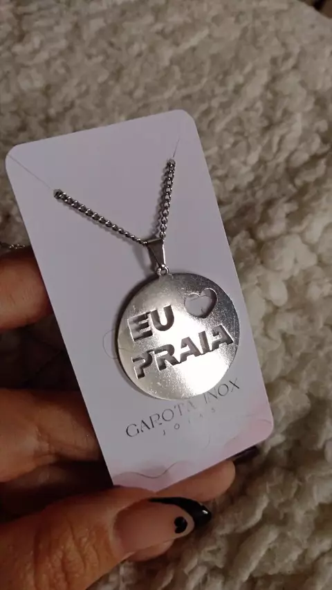 Colar Medalha Eu Amo Praia