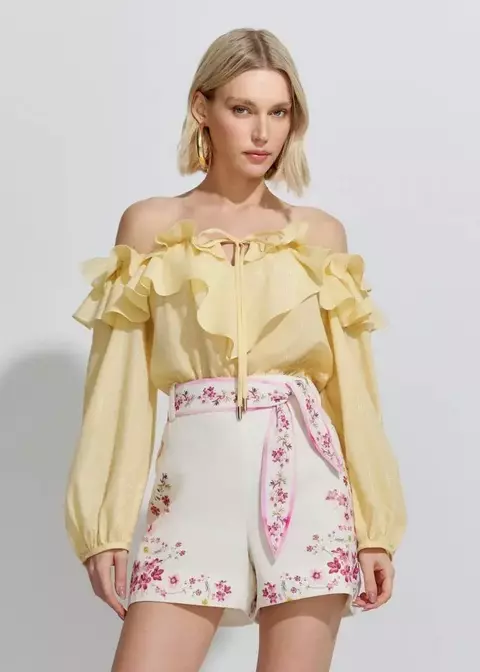 Short Detalhe Cinto Floral Garden - Lore