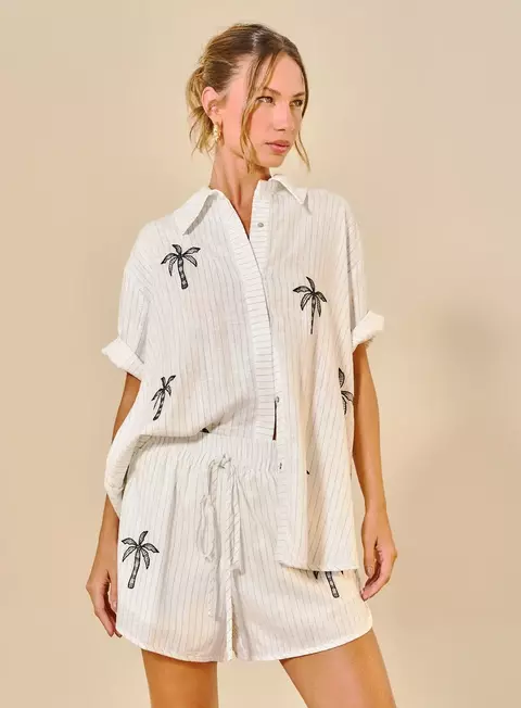 Conjunto Camisa/Short Linho Listrado Listrado - Open