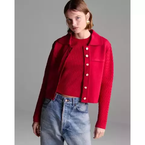 Casaco Cardigan Hibrido Soho Vm Blood Monc - Maria Pavan