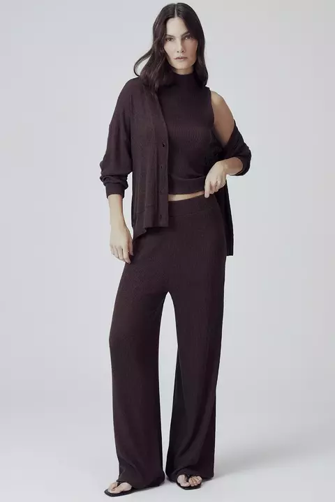 Calça Malha Pantalona Rib Texturizado - Canal