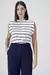 Blusa Malha Ombreiras Viscose Listrada - 1574 - Off/Marinho - Canal