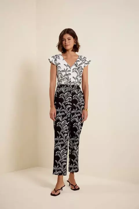 Calça Reta Palmeira Flora Preto - Lucidez