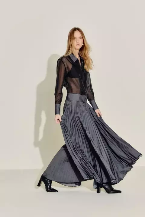 Saia Tecido Plissada Denin - Sacada