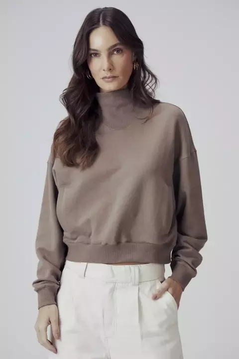 Blusa Malha ML Chanfrada Moletom Liso - Canal