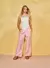 Calça Linho Estampada Stripes Rose - Isy