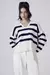 Blusa Tricot Ml Gola Polo Listrada - 0104 - Off White - Canal