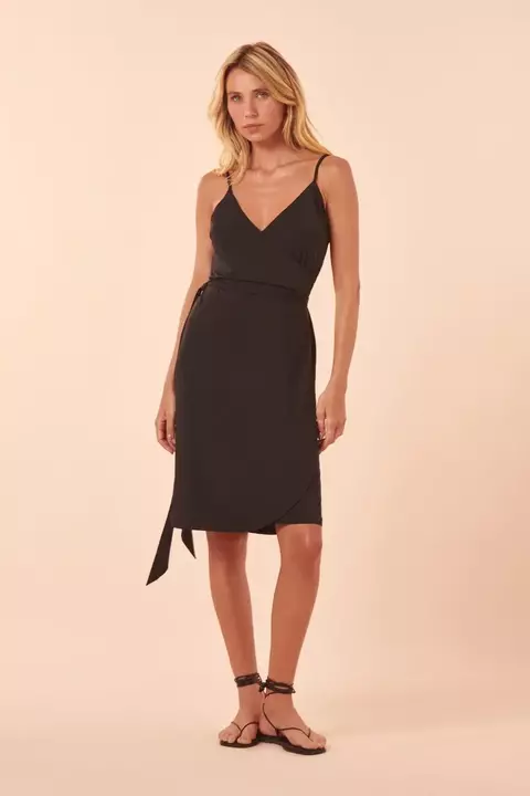 Vestido Transpasse Liso Preto - BlueMan