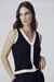 Blusa Malha SM Bicolor Canelada Preto - Canal