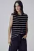 Blusa Malha Ombreiras Viscose Listrada - 1318 - Preto/Off - Canal