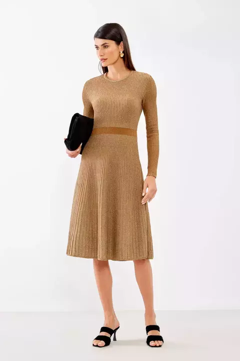 Vestido Tricot Lurex Caramelo - Sacada