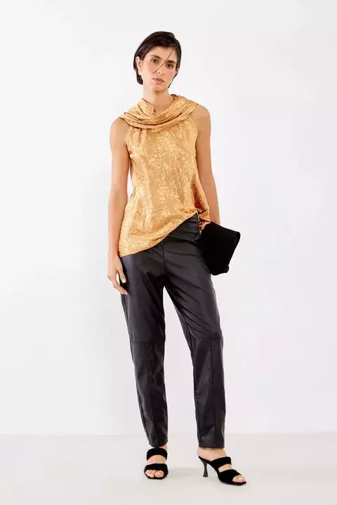 Calça Jogging Couro PU Preto - Sacada