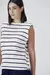 Blusa Malha Ombreiras Viscose Listrada - 1574 - Off/Marinho - Canal na internet