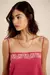 Blusa Linho Pala Bordada Rosa Gerbera - Lucidez