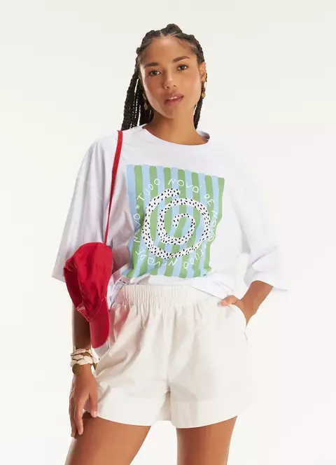 T-shirt Maxi Tudo Novo Branco - Cantão