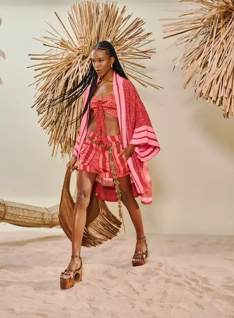 Kimono Estampado Com Bordado Irisine - Open