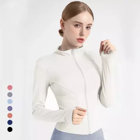 Jaqueta de treino feminino fino ajuste manga comprida S-3XL
