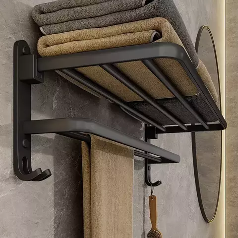 Suporte Dobrável Com Gancho Preto fosco 50CM