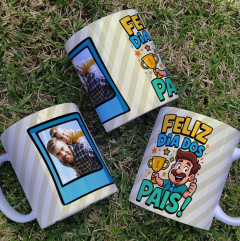 Caneca Dia dos Pais – AMPAI Pai Cartoon Com Foto - modelo 10