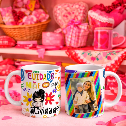 Caneca - Dia das Mães - Mães 2026 Colorful - Com Foto - modelo 08
