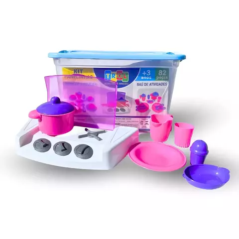 Kit Baú Infantil Organizador Educativo Blocos Coloridos De montar Conectando Panelinhas 82 pçs