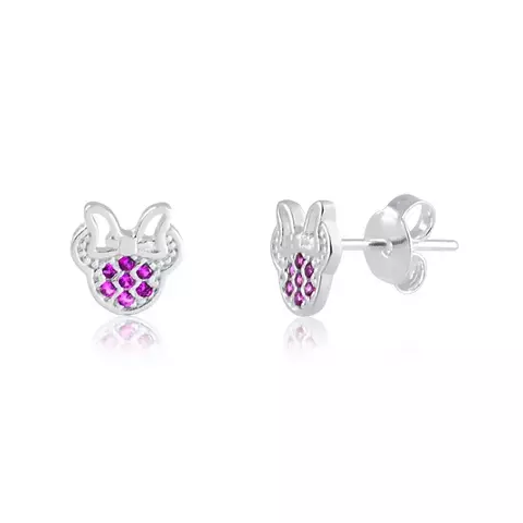 BRINCO DE PRATA MINNIE CRAVEJADA COM ZIRCONIAS ROSA